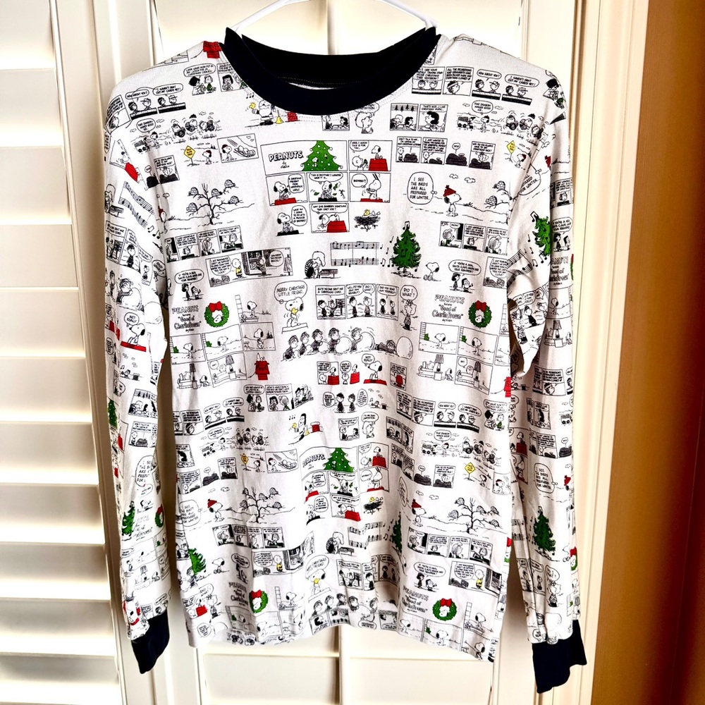 Peanuts x Pottery Barn Kids Snoopy Christmas Comic Long Sleeve Shirt Adult S